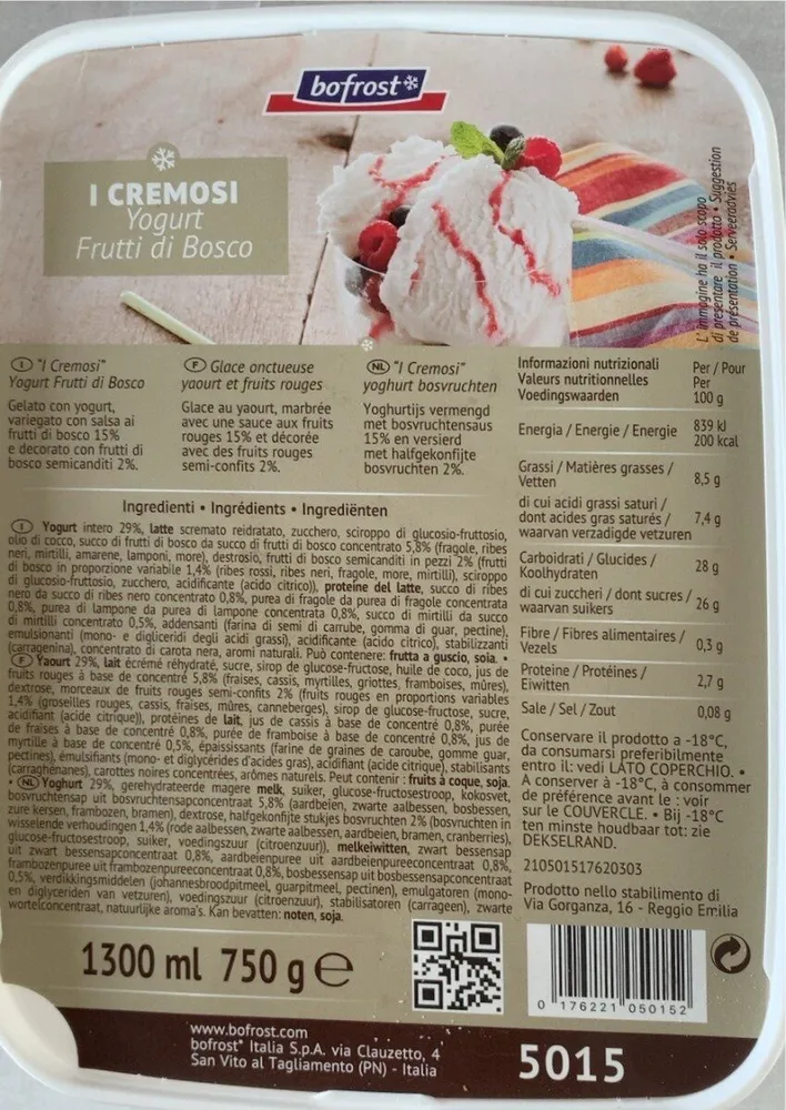 Creme glacee yaourt fruits rouges