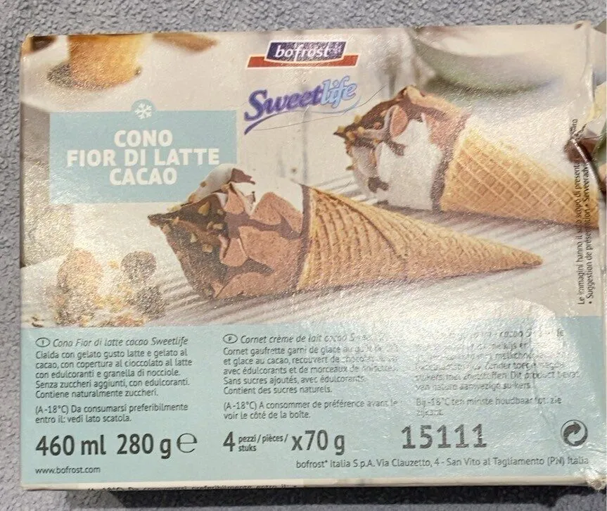 Coni gelato fior di latte cacao Sweetlife BoFrost