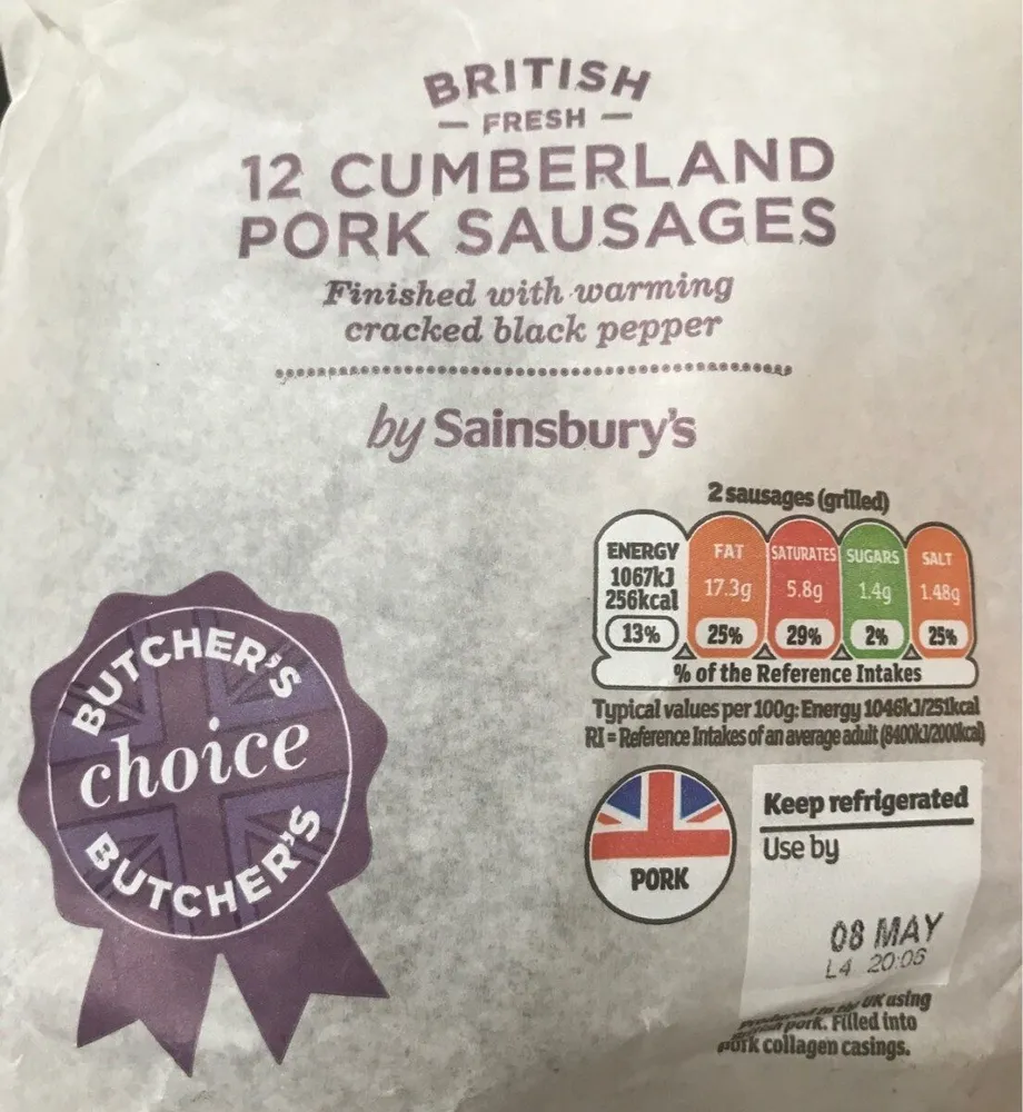 British 12 cumberland pork Sausages