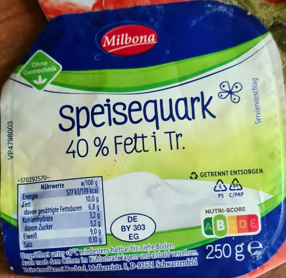 Speisequark 40 % Fett