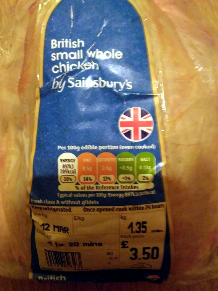 British small whole chicken