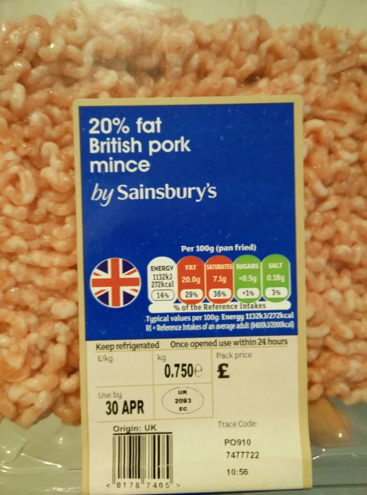 20% fat British pork mince