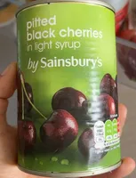 Pittied black cherries on light syrup