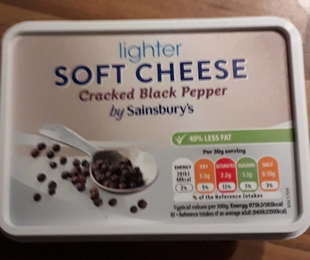 Lighter soft cheese cracked black pepper