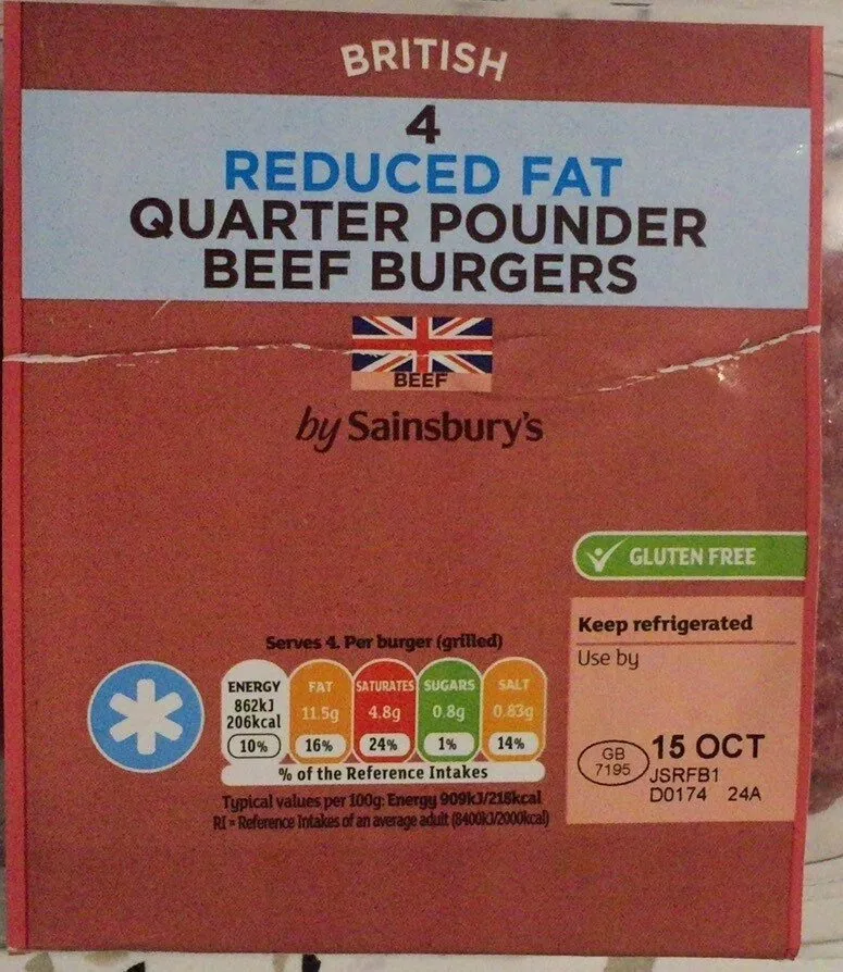 Reduced Fat quarter pounder beef burguers