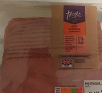 cured and cooked, formed beef pastrami slices