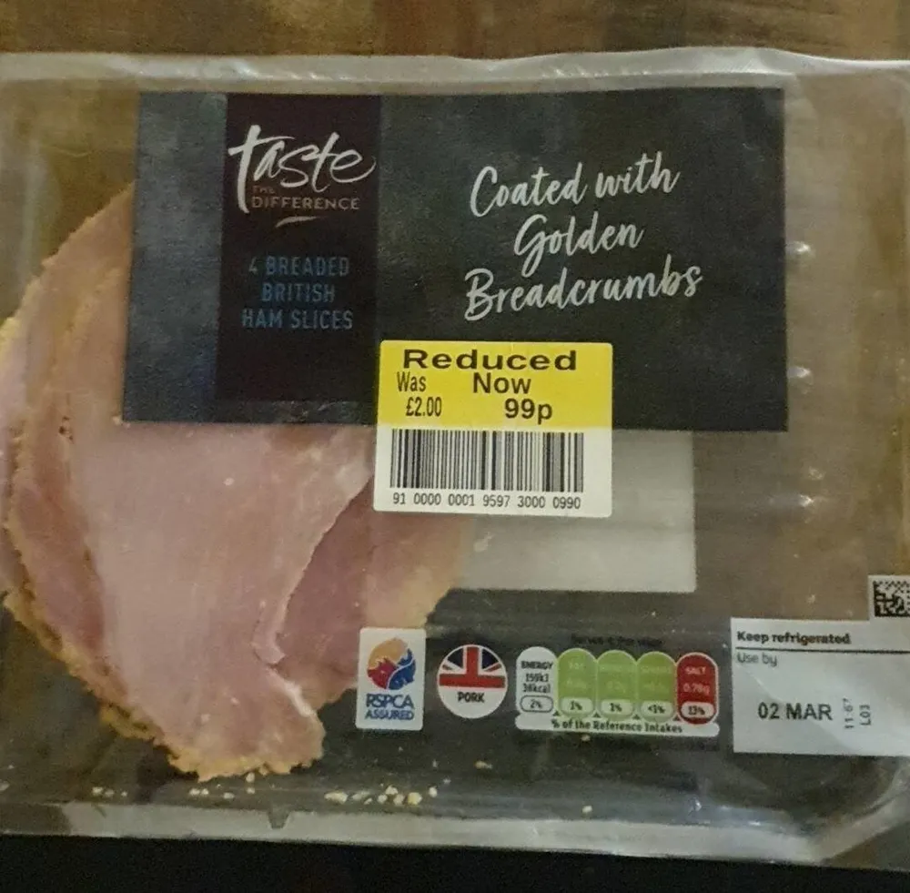 Breaded British ham slice