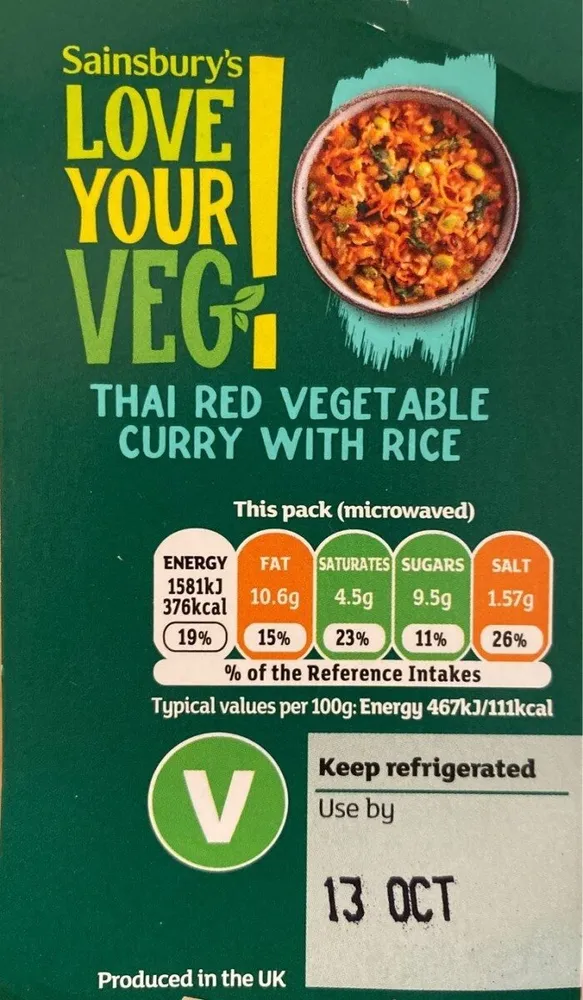 Thai Red Vegetable Curry With Rice