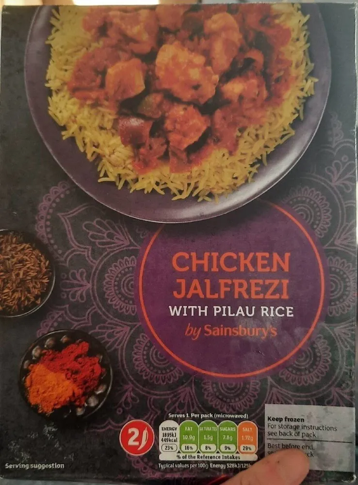 Chicken jalfrezi with pilau rice