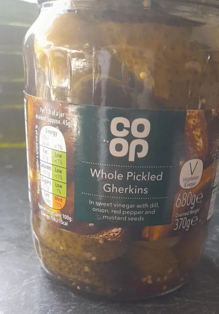 Whole pickled gherkins
