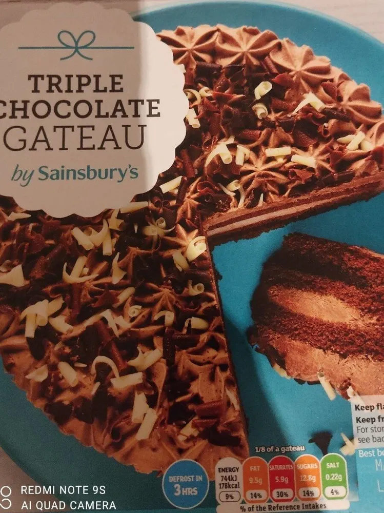Triple chocolate gateau