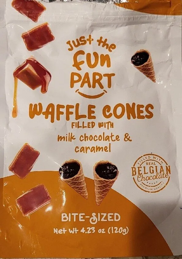 Waffle Cones Fille With Milk Chocolate & Caramel