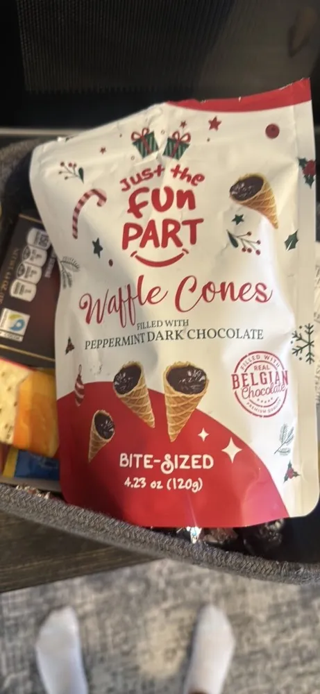 Waffle Cones filled with Peppermint Dark Chocolate