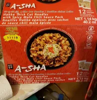 Halla thick noodles with spicy mala chili sauce