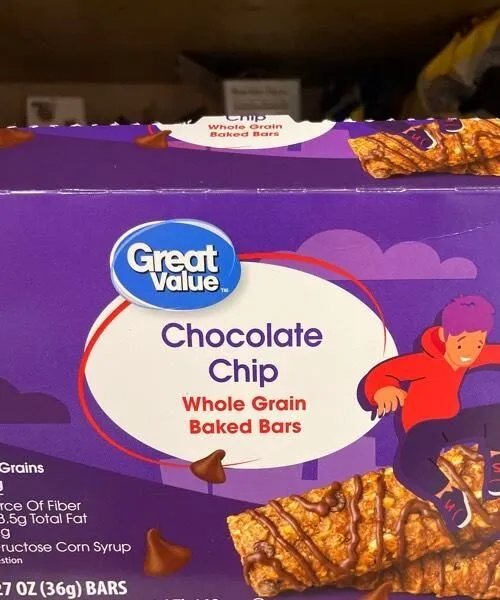 Chocolate chip whole grain baked bars
