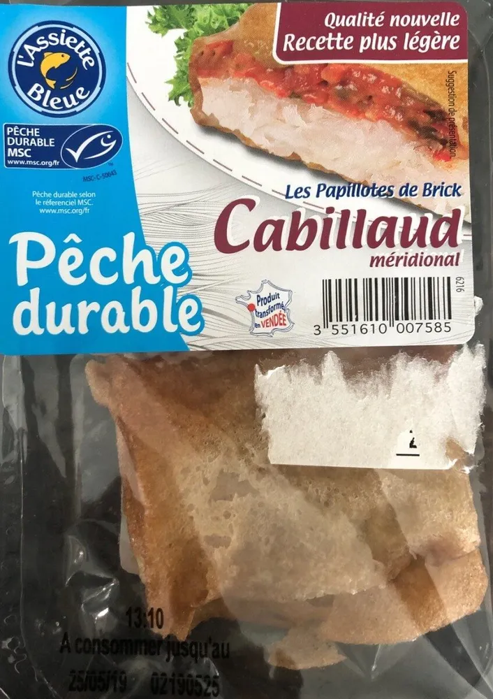 Les papillotes de Brick Cabillaud méridional