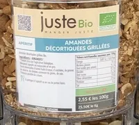 Bio amande decortiquees grillees