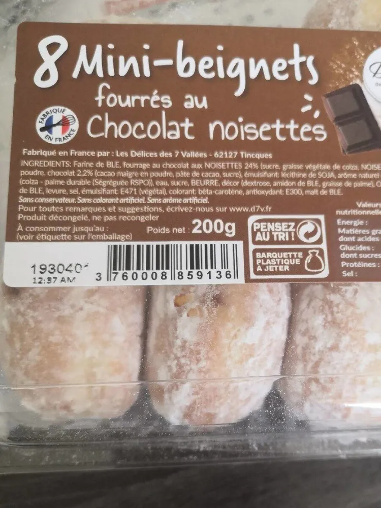 8 beignet fourrés au chocolat noisette