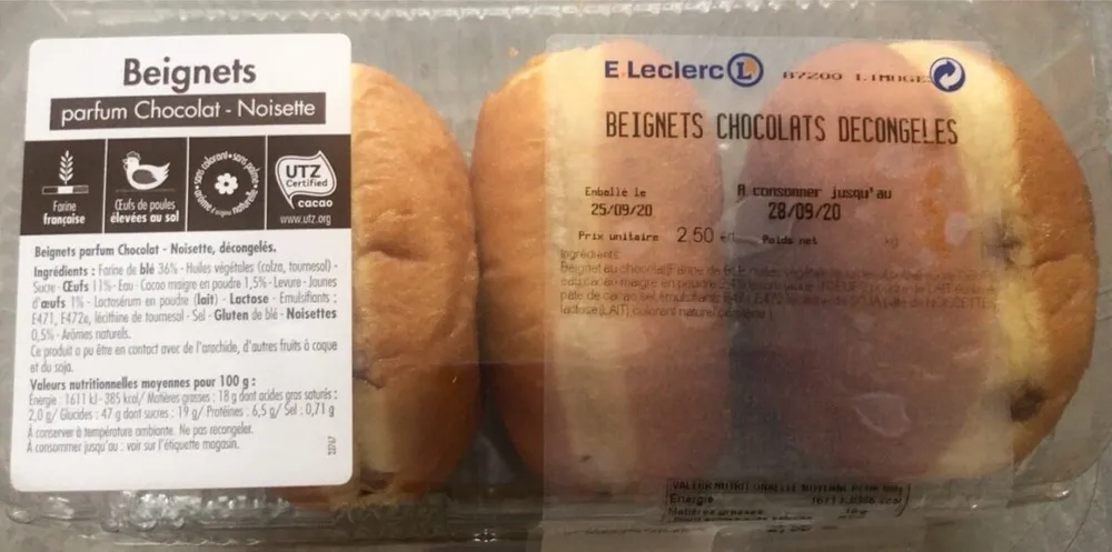 Beignets chocolats decongeles