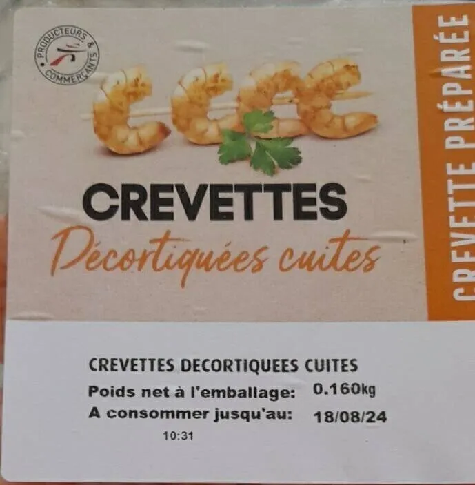 Crevettes décortiquées cuites