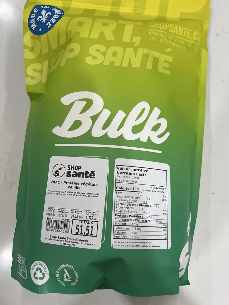 Vanilla Plant Based Protein Powder (Bulk)