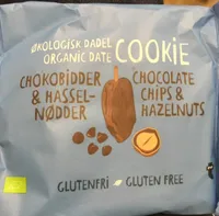 Organic date cookie chocolate chips and hazelnuts