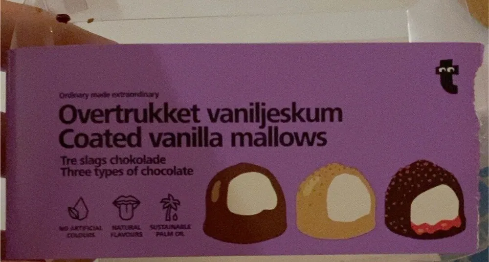 Coated vanilla mallows
