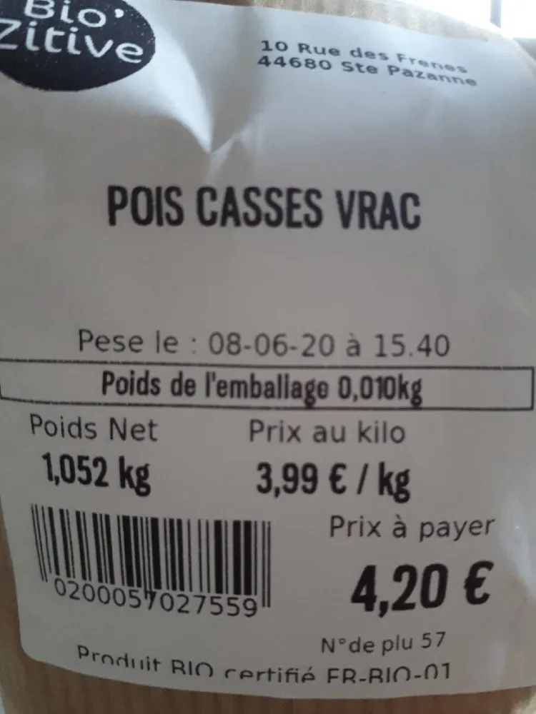 Pois casses vrac