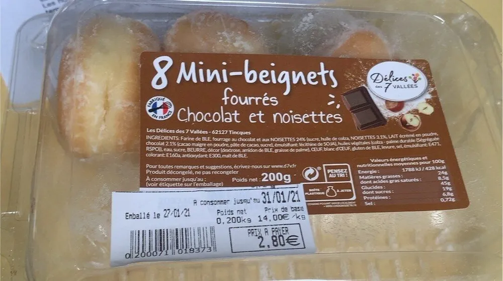 8 mini-beignets fourrés chocolat et noisettes