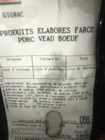 Produits elabores farce porc veau boeuf