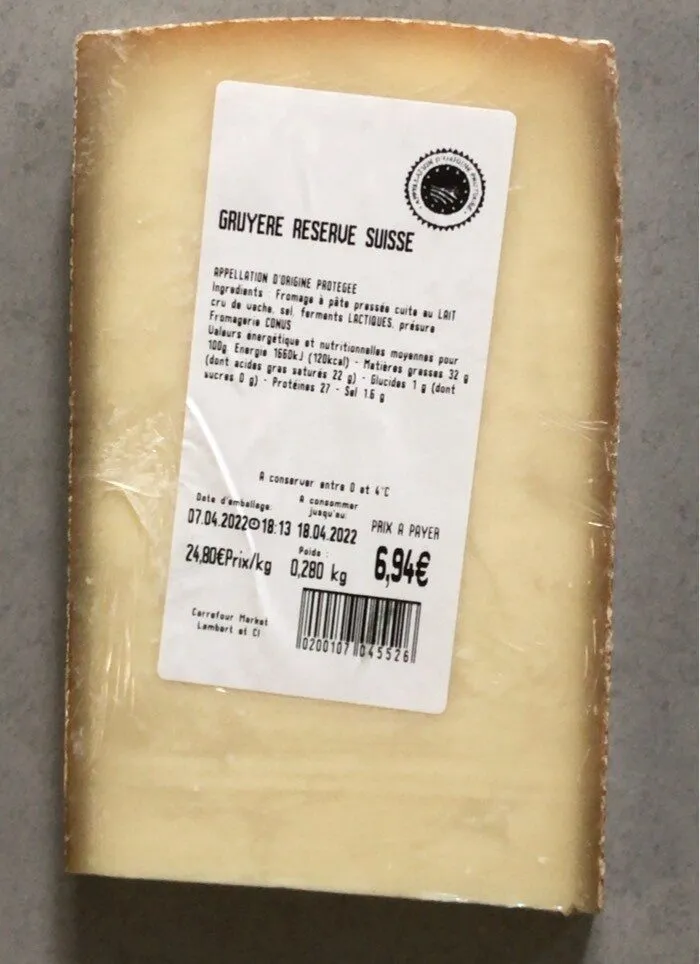 Gruyère réserve Suisse