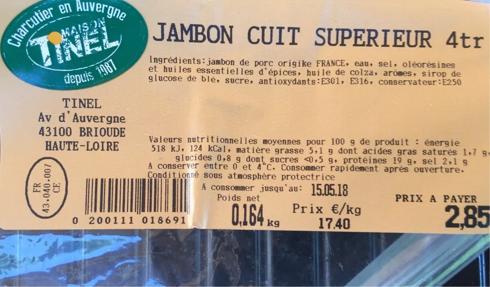 Jambon cuit superieur