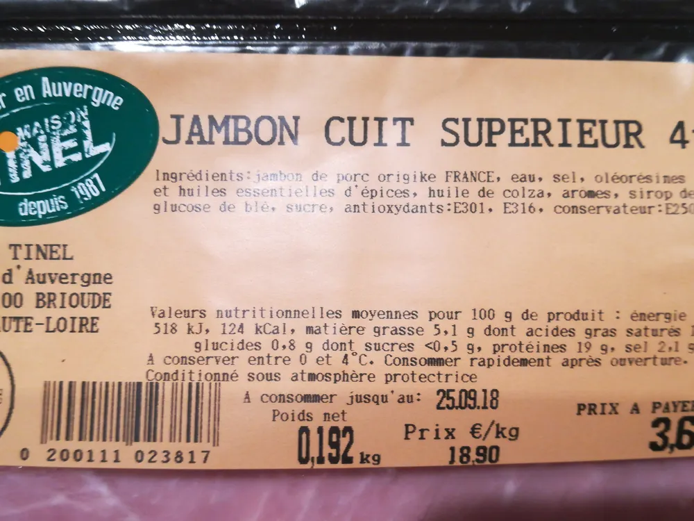 jambon cuit superieur