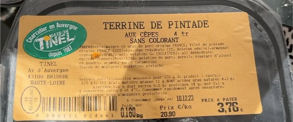 Terrine de pintade aux cèpes