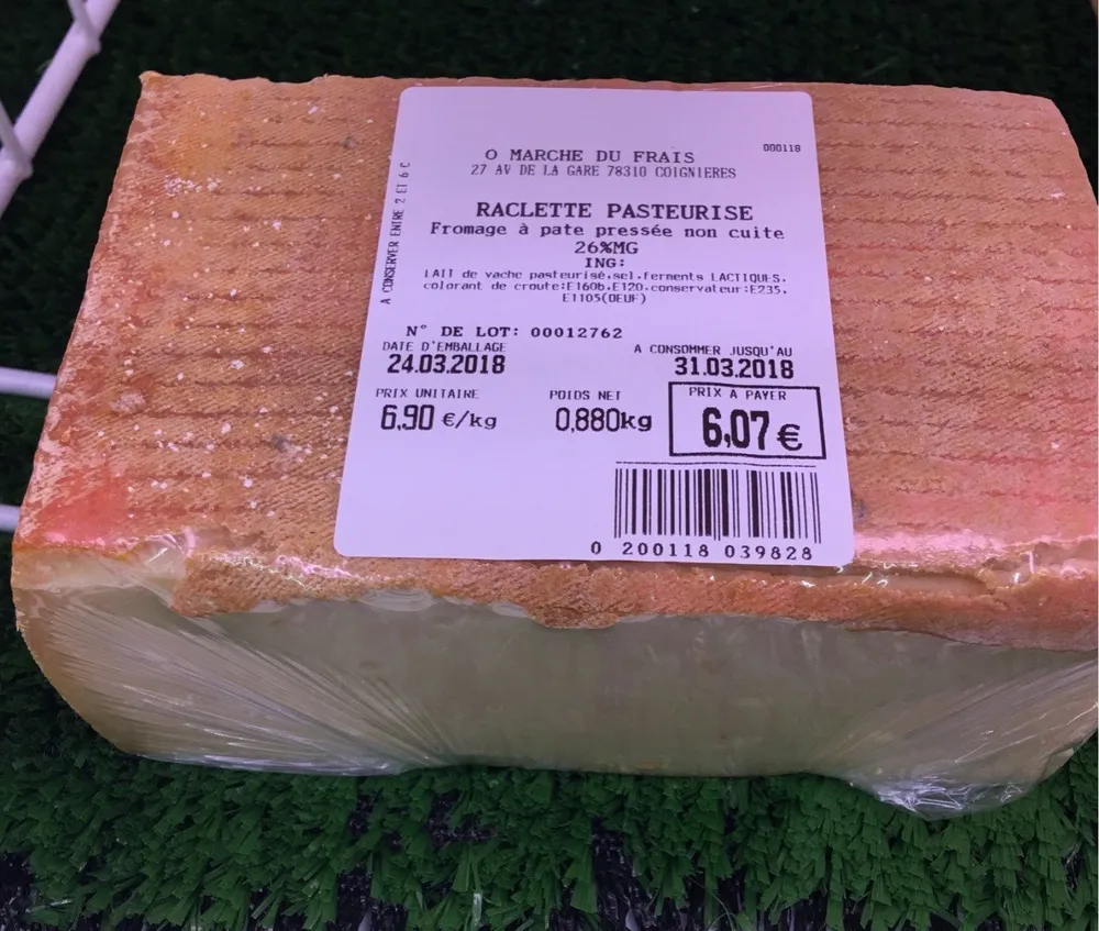 Raclette pasteurisé