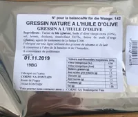 Gressin nature a l'huile d'olive