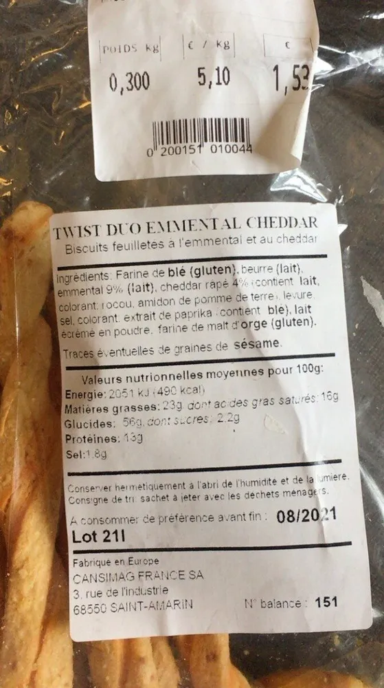 Twist duo emmental cheddar