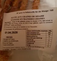 Flûtes aux graines de sésame allégée en matière Grasse