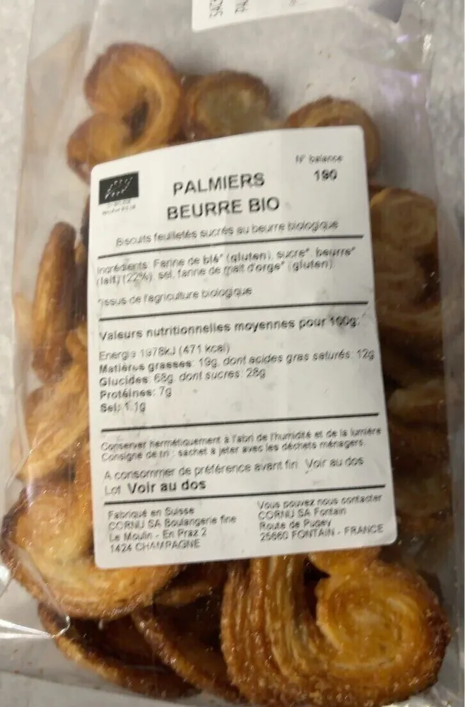 Palmiers beurre bio