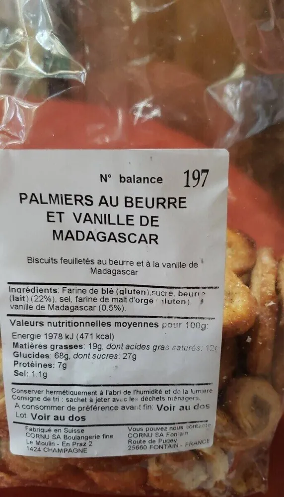 Palmiers au beurre et vanille de Madagascar