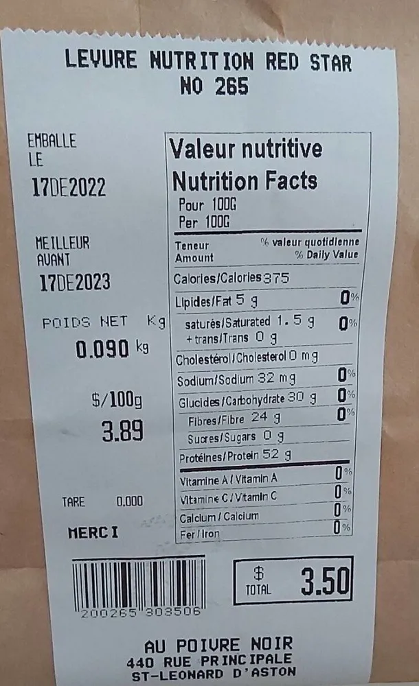 Levure nutrition en vrac
