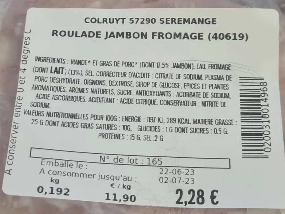 Roulade jambon fromage (40619)