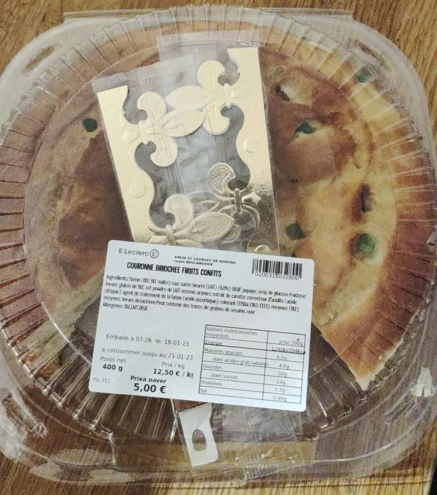 Couronne briochée fruits confis