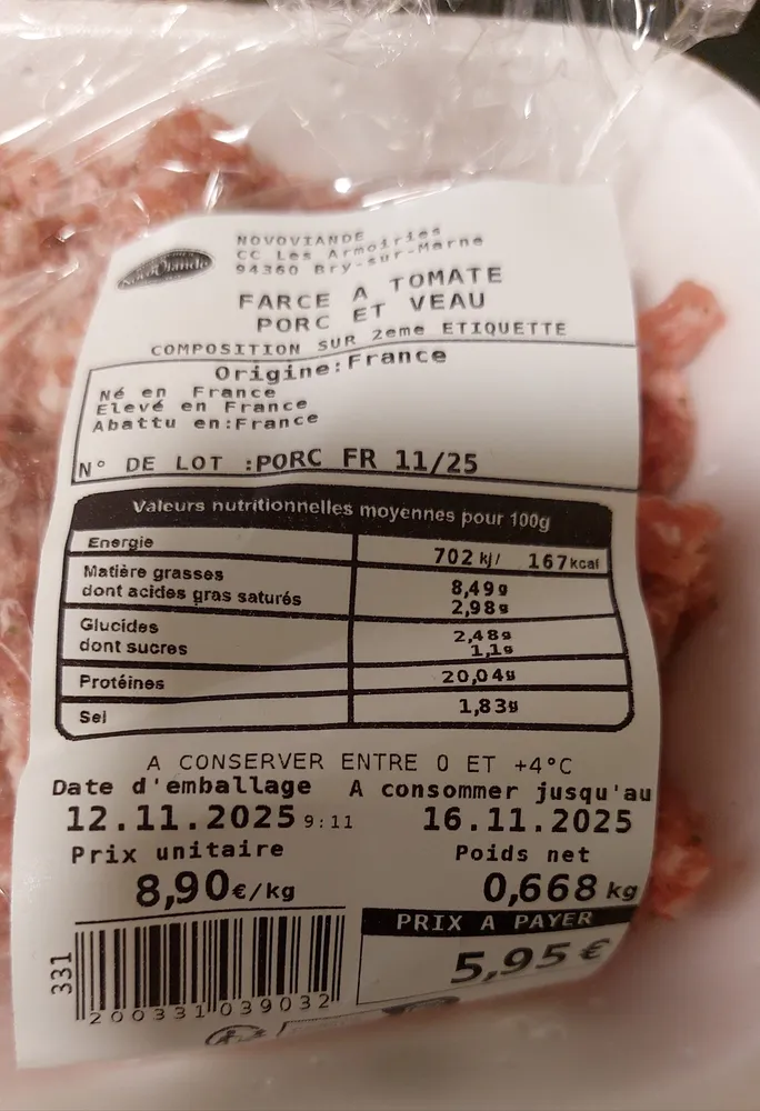 Farce à tomate porc et veau