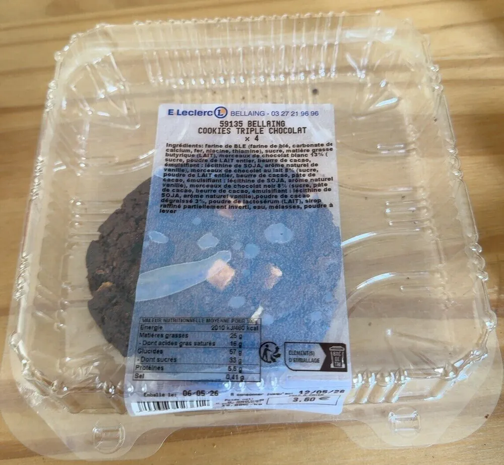 Cookies triple chocolat x4