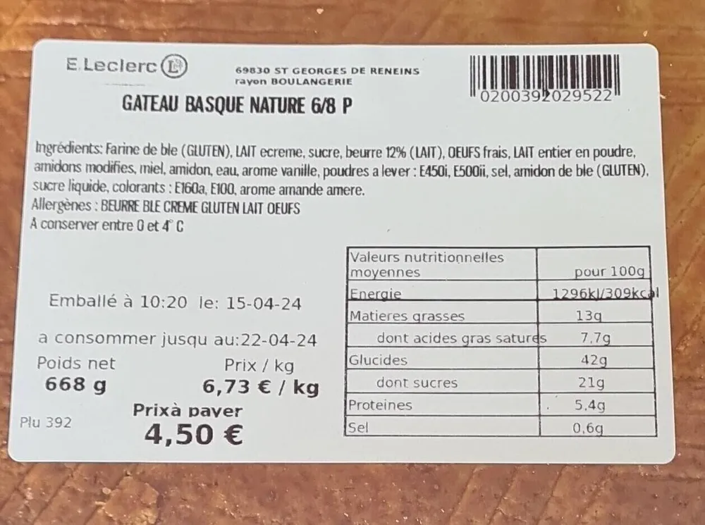Gâteau basque