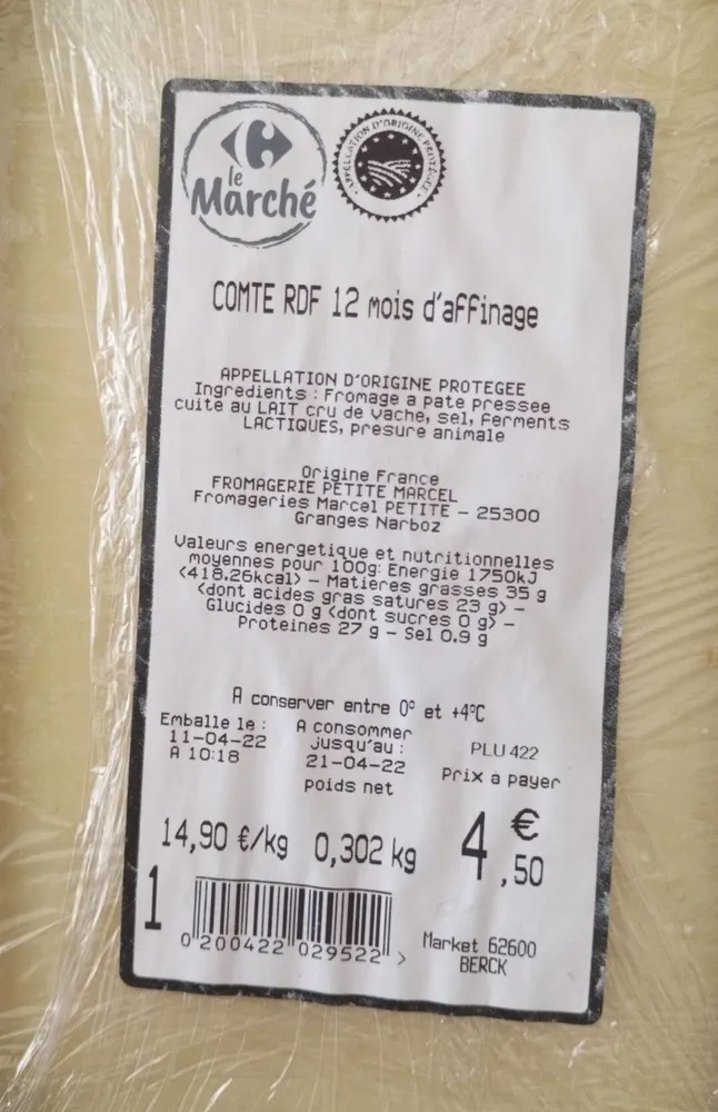 Comté RDF 12 mois d'affinage