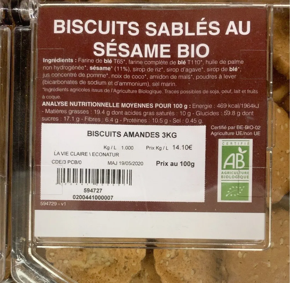 Biscuits sables au sesame