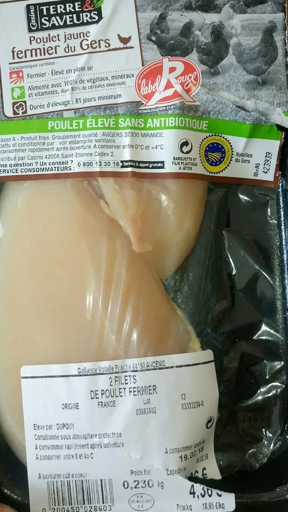 2 filets de Poulet jaune fermier du Gers