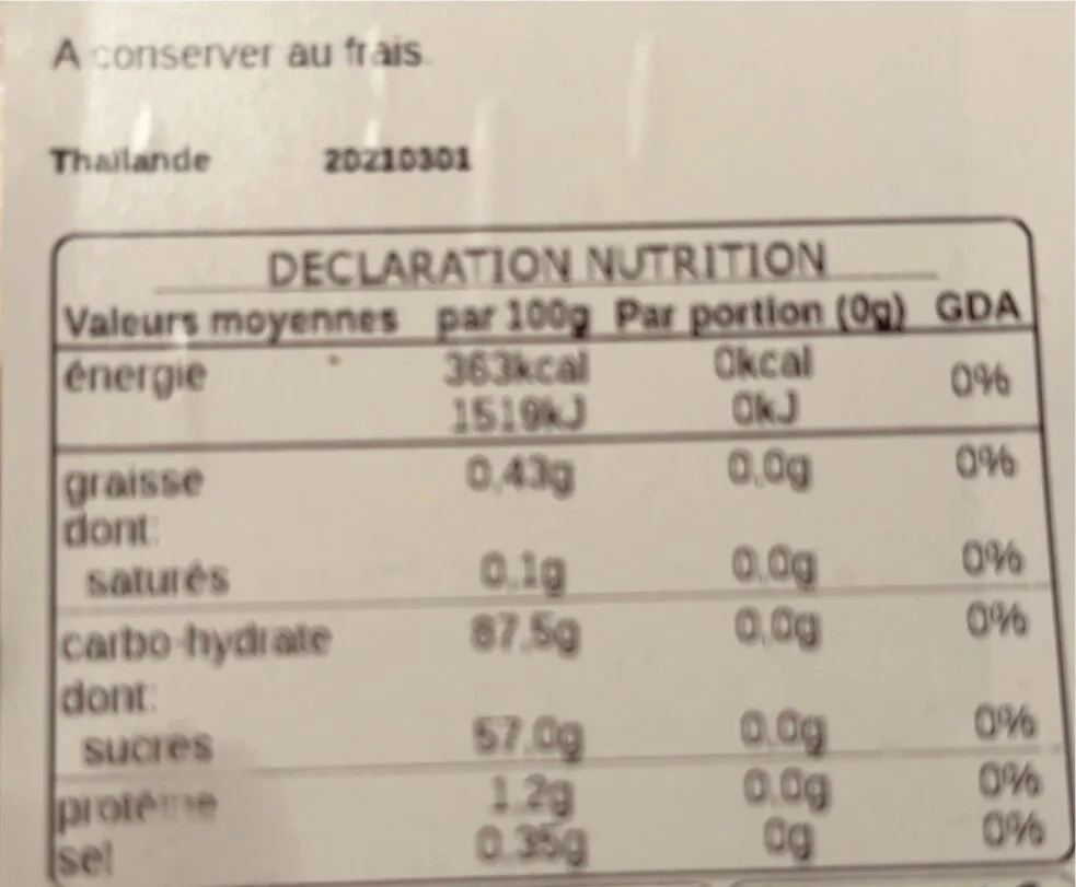 Mangue déshydratee